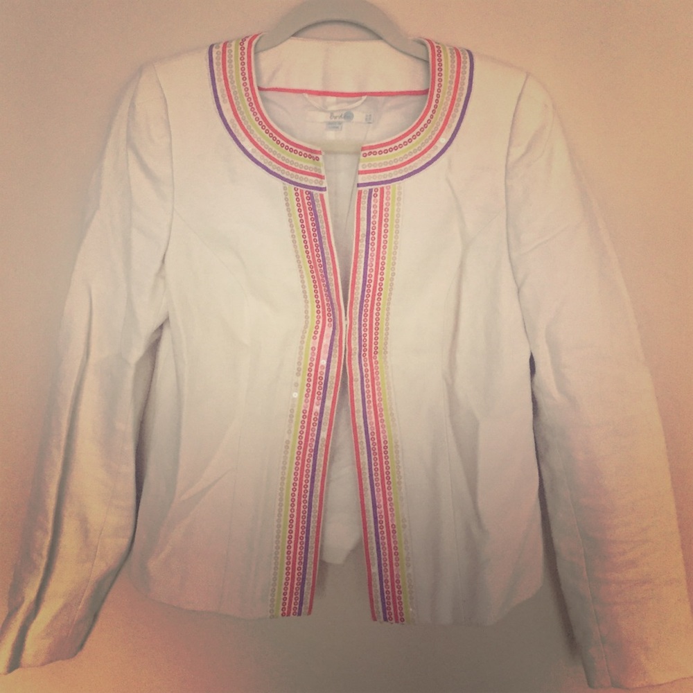 Boden Cream Jacket With Sequin Detail Size 8 Gem